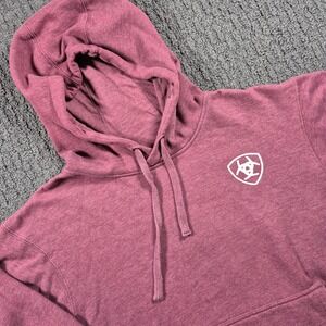 Ariat Arrowhead Hood Mens Size M Burgundy Heather Logo Pullover Hoodie 10046393